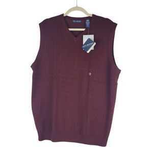 John Ashford Vest Italian Merino Wool Made in Italy Burgundy Red Mens L Tall NWT